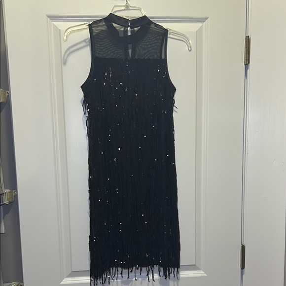 Black Sequin Embellished Sheath Dress - Picture 3 of 3